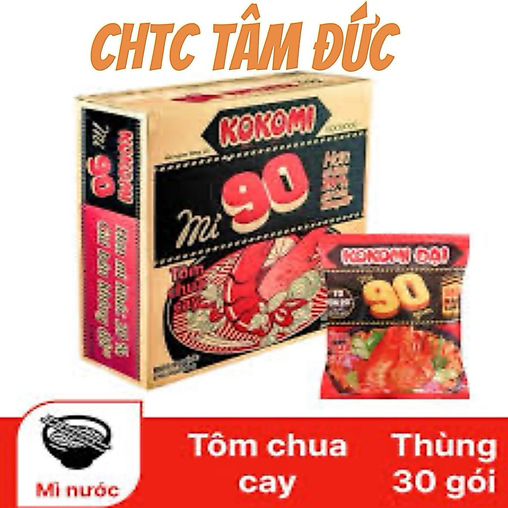 Thùng 30 gói Mì Kokomi 90 tôm chua cay gói 90g