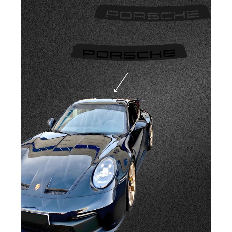 Suitable for PORSCHE black-style modification stickers, 718, Boxster front windshield sunshade decal
