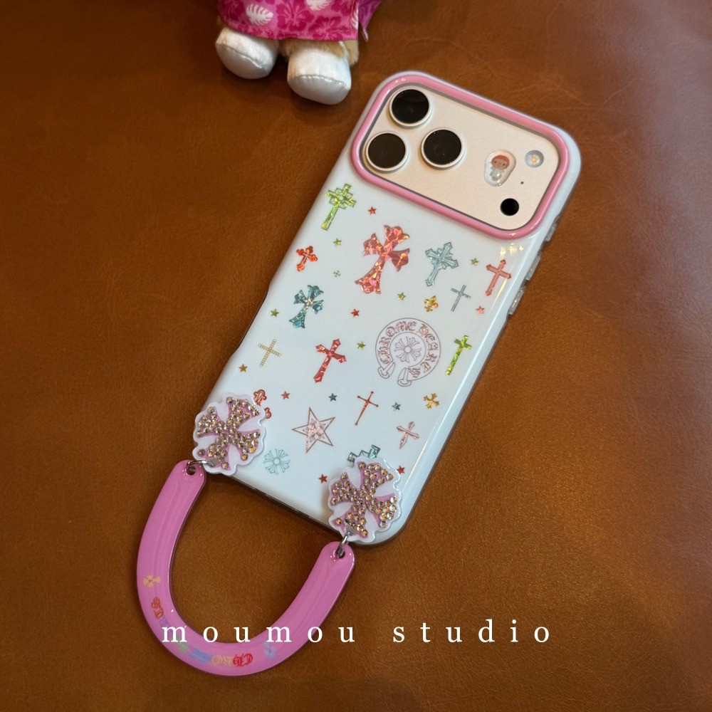 Dành Cho Iphone 17 Pro Max Iphone Case Hàn Quốc Girly Cross Bracelet Case Iphone 16 Pro Max Làm Dày 