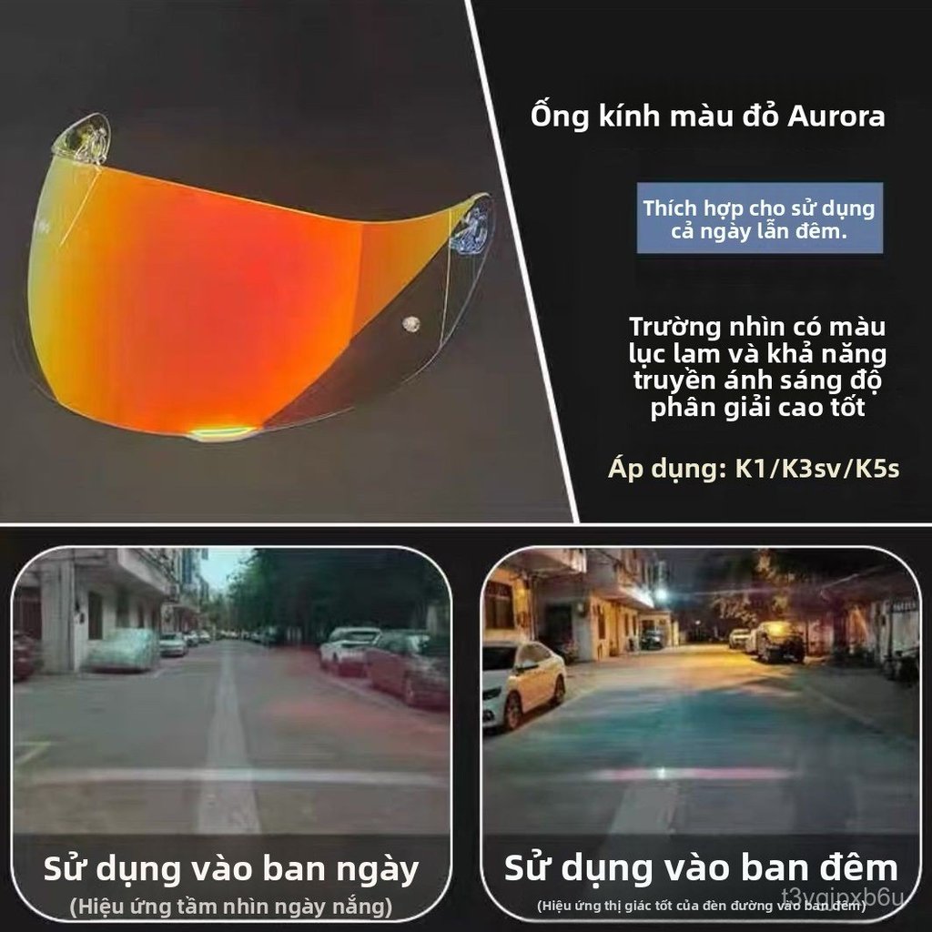 Kính nón bảo hiểm AGV K1 K3SV K5S màu trà tráng gương sắc màu cực quang chống chói gió bụi đi phượt