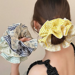 lichee1🌷Dây buộc tóc in hoa scrunchies cao su cho phụ nữ - Phụ kiện tóc thời trang