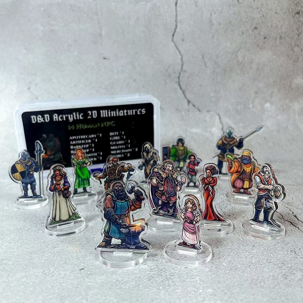Board Game Phụ Kiện DND TRPG PF Human NPC Acrylic Đứng 2D Sơn 14 Cái / bộ