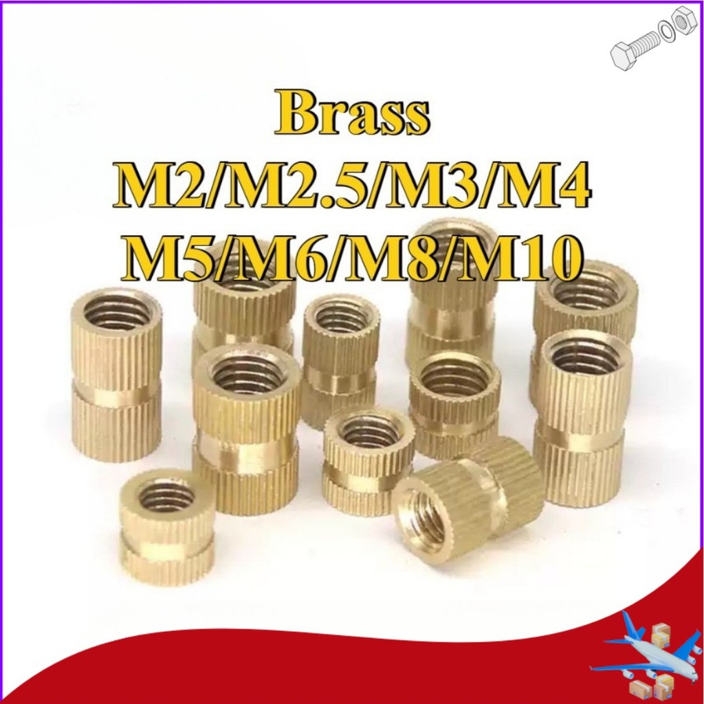 Đai ốc đồng đúc phun Double Pass Copper Insert Knurled Insert Copper Flower Mother, Copper Nhúng M2-