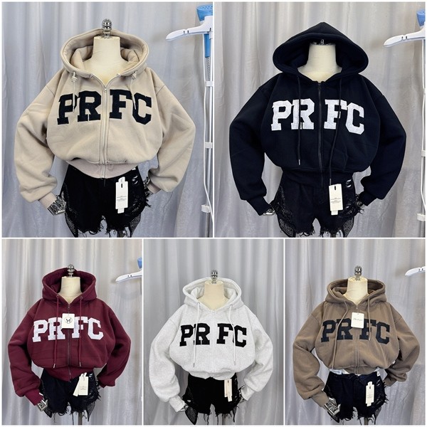 áo khoác nỉ fom lửng nam nữ đều mặc được logo thêu PRFC xỏ ngón, bo dài, có túi trong LUNAS