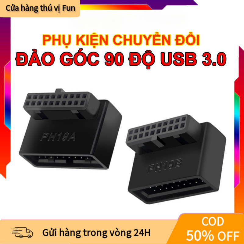Phụ Kiện Đảo Góc 90 Độ Cho Cổng USB 3.0, Hàng Mới Chuẩn PH19A/PH19B, Độ Bền Cao, Giúp Gọn Dây, Chống