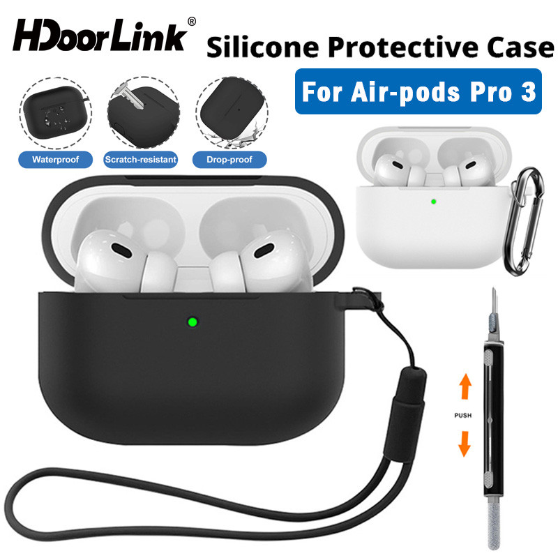 Ốp Silicon HdoorLink Cho Air-pod Pro 3 Tai Nghe Không Dây Vỏ Bảo Vệ Chống Rơi Chống Mất Có Bộ Vệ Sin