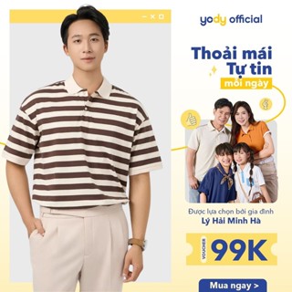 Áo Polo Nam Hoạ Tiết Kẻ Yody MCPO25S080] Áo Polo Nam Hoạ Tiết Kẻ Yody MCPO25S080