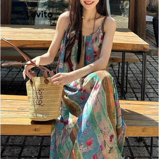 Lovito Váy thường ngày Váy ren in hình bộ lạc cho nữ LNE68030