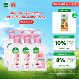Combo 6 chai nước rửa tay Dettol kháng khuẩn dưỡng da - Chai 250g/Chai
