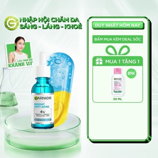 Dưỡng chất cho da dầu mụn Garnier Bright Complete Anti-Acnes Booster Serum 4% [Niacinamide, BHA, AHA, Vitamin C] 30ml