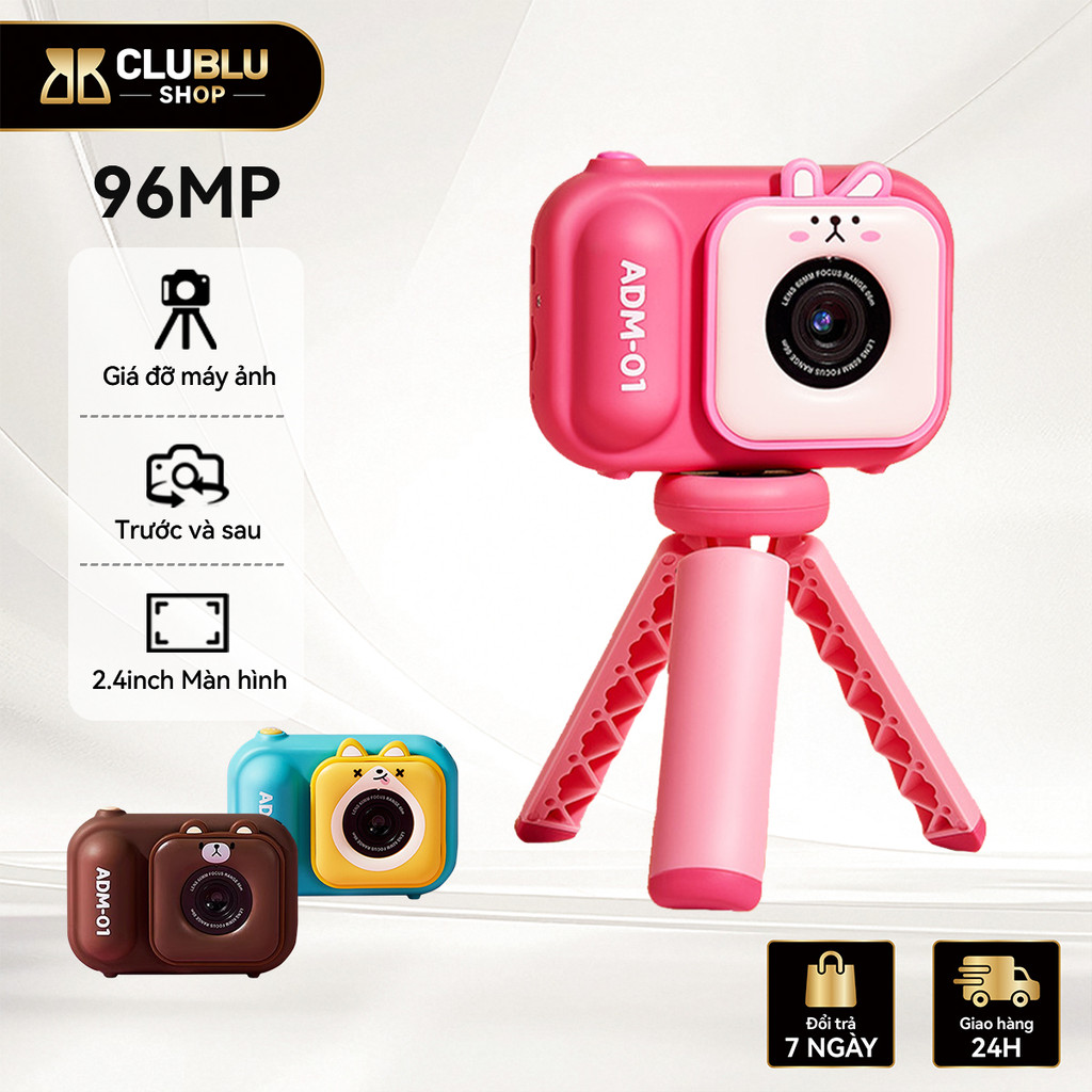CLUBLU Máy Ảnh Mini ADM-01 Có Tripod Cho Bé Digi Camera Kép 48MP Video HD 1080P Màn IPS Chống Lóa 