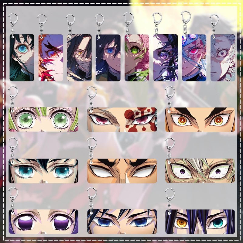 Demon Slayerr Keychain Anime Eyes Double Sided Light-Transmitting Keyring Acrylic Backpack Pendants Decor Charms Christm