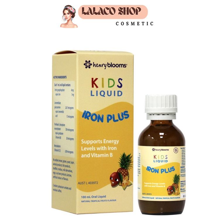 Henry Blooms Kids Liquid Iron Plus giúp bổ sung Sắt và Vitamin B6, B9, B12 100ml