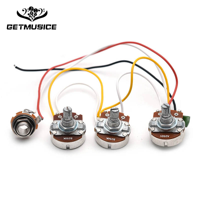 Dây lắp đặt JB Bass 2V1T có ổ cắm Chiết áp 250K / B250K Lắp ráp dây trầm điện tử lớn