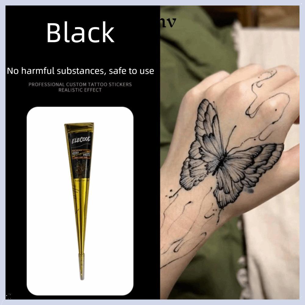 TIOMNVVN Henna Tattoo Cream, Black Brown Temporary Henna Paste Cone, Henna Cream Bán vĩnh viễn Dễ sử