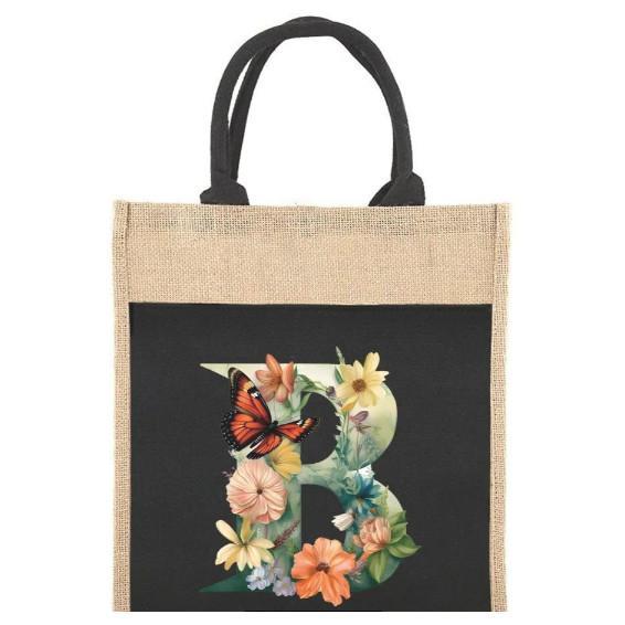 Jute Bag Pocket Shopping Tote Bag Reusable Butterfly Series Eco Bag Canvas Bag High Quality Material