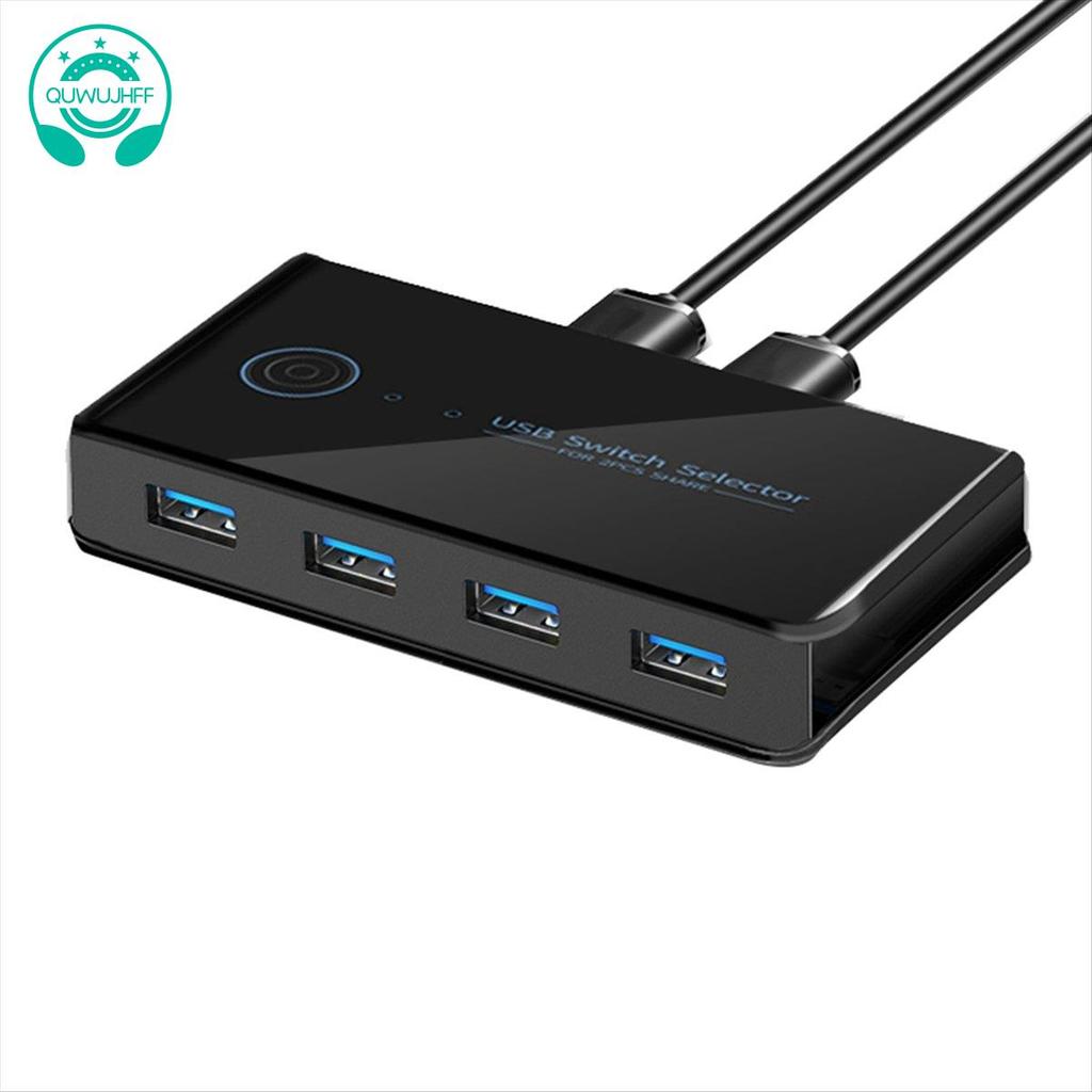USB KVM Switch USB Chia Sẻ Switch 2 Trong 4 Ra Cho Laptop Bàn Phím PC Chuột Máy in USB Switch Hub Ad
