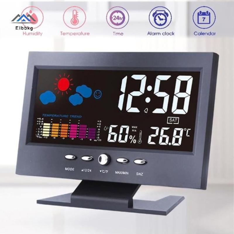 ELBBKG Màn hình màu LCD Kỹ thuật số Balight Báo động báo động Clo Trạm dự báo thời tiết Mới