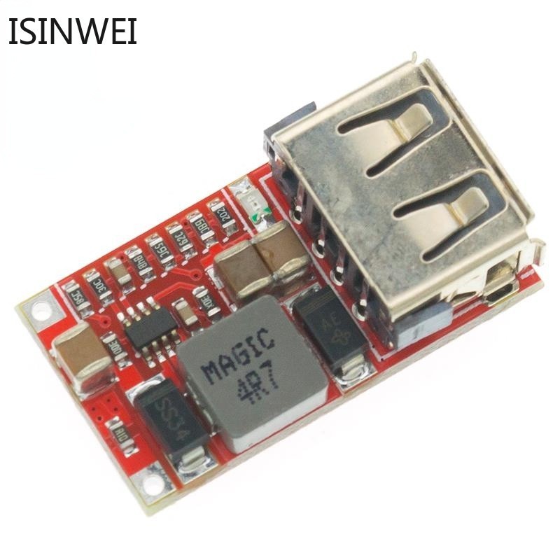 039 Mô Đun Hạ Áp 6-24V 24V 12V Sang 5V USB DC-DC 97.5% Buck Cho Điện Thoại