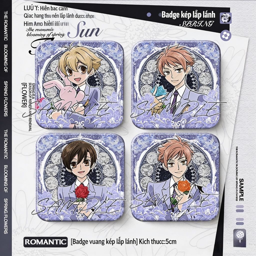 【Fast shipping】host club trường ouran/ouran high school host club Anime Huy hiệu ghim cài áo Badge