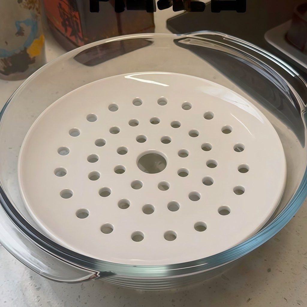 Đĩa Gốm Lưới Hấp Đĩa Trái Cây Thoát Nước Tròn Tròn Thủy Sản Hấp Đĩa Xốp Tấm Bánh Bao Hấp Cá Đôi Tai 