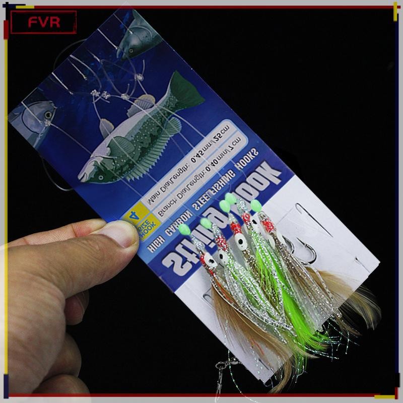 FVR Glow-in-the-Dark Octopus Feather Fishing Hook Set5 Hook / string OTK