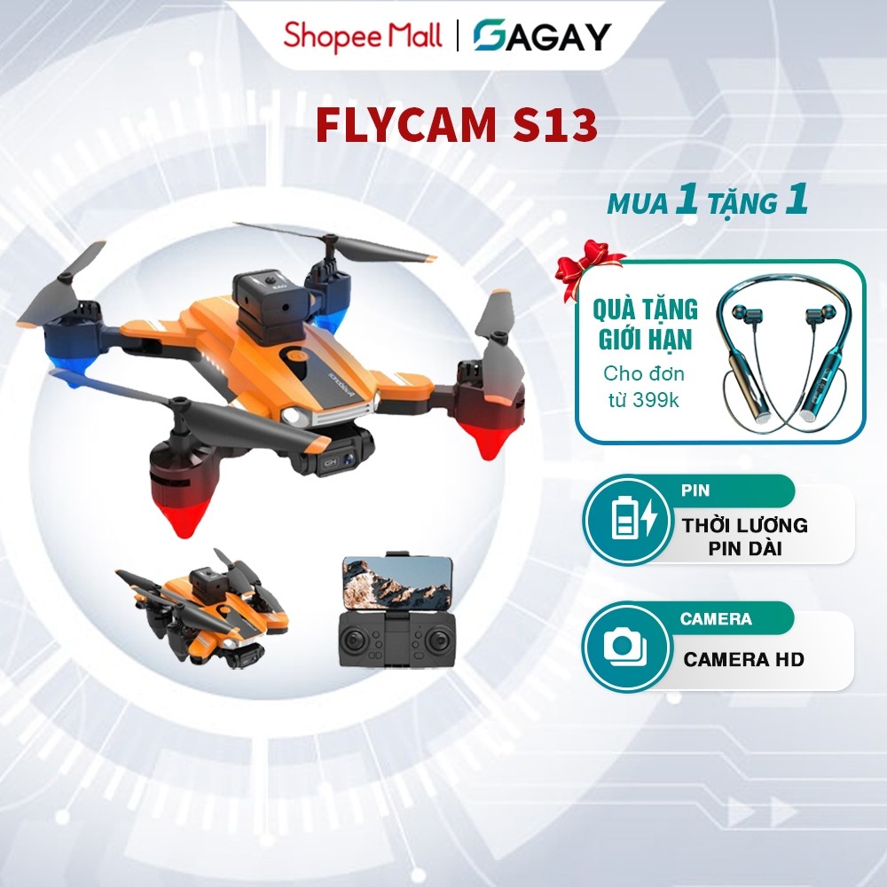 Flycam Mini S13 Pro Máy Bay Điều Khiển Từ Xa Động Cơ Chổi Than Phù Hợp Cho Người Mới Chơi Bảo Hành 1