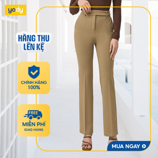  [SALE ĐG] Quần Âu Nữ Loe Cúc Bọc Cạp Chun Đáp YODY vải mềm mại co giãn tôn dáng QAN7137