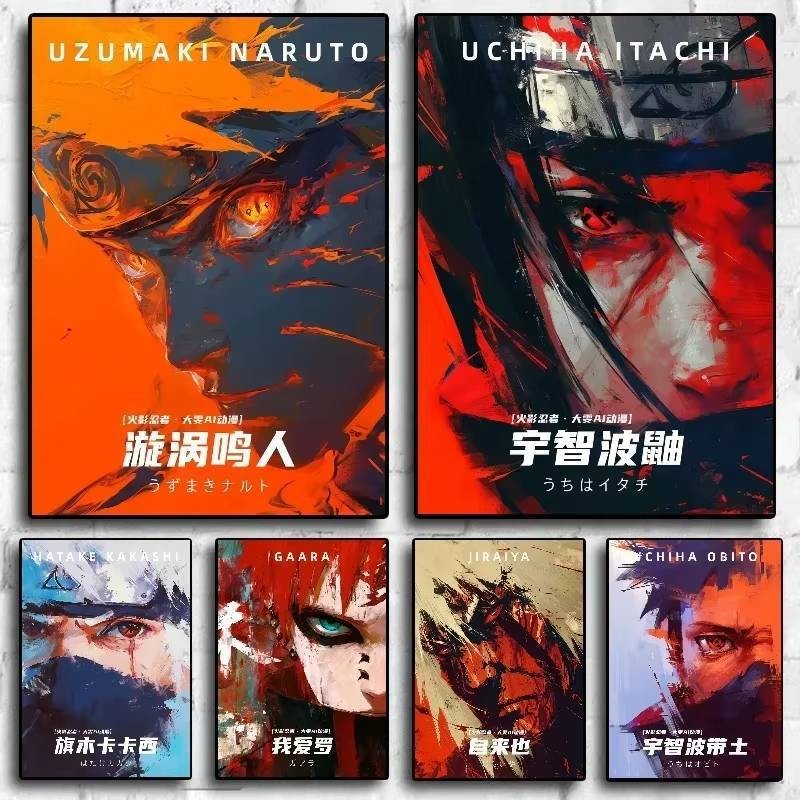 Poster vẽ tranh màu Naruto HD nhân vật anime tranh canvas phù hợp với trang trí nhà thẩm mỹ hiện đại