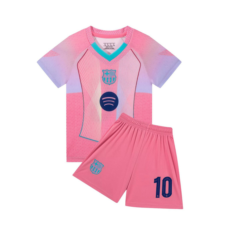 NEWEST 2025-2026 Bộ áo đấu Barca Trẻ em Áo bóng đá YAMIL 10 màu hồng Bộ đồ đồng phục bóng đá cho bé 