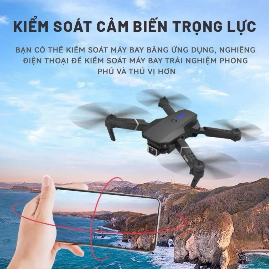 Flycam E88 Pro, 2 camera 4K,pin 1800mah ( tặng túi đựng) | BigBuy360 - bigbuy360.vn