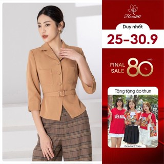 Áo vest nữ dáng ngắn tay lỡ peplum che khuyết điểm kèm đai eo rời HeraDG WAVBB3023