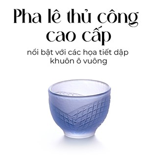 Bộ 6 ly chén uống sake thủy tinh xanh thiên thanh thương hiệu Aderia Nhật Bản 55ml