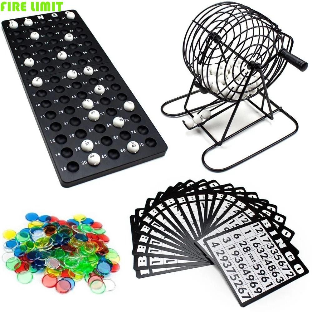 FIRE LIMIT Bingo Game Cage, với 75 Ball 18 Card Bingo Machine, Bingo Supplies Set 150 Token Marking 