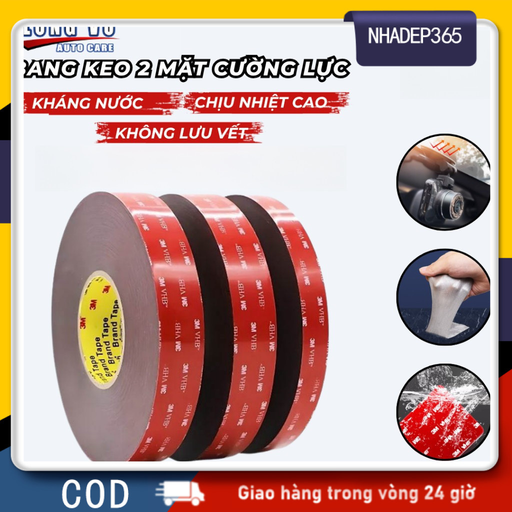 [Hàng Sẵn]Băng keo 2 mặt 3M bản nâng cấp, dày độ bám cao, chọn 5mm rộng dài 3m / 10mm rộng dài 3m