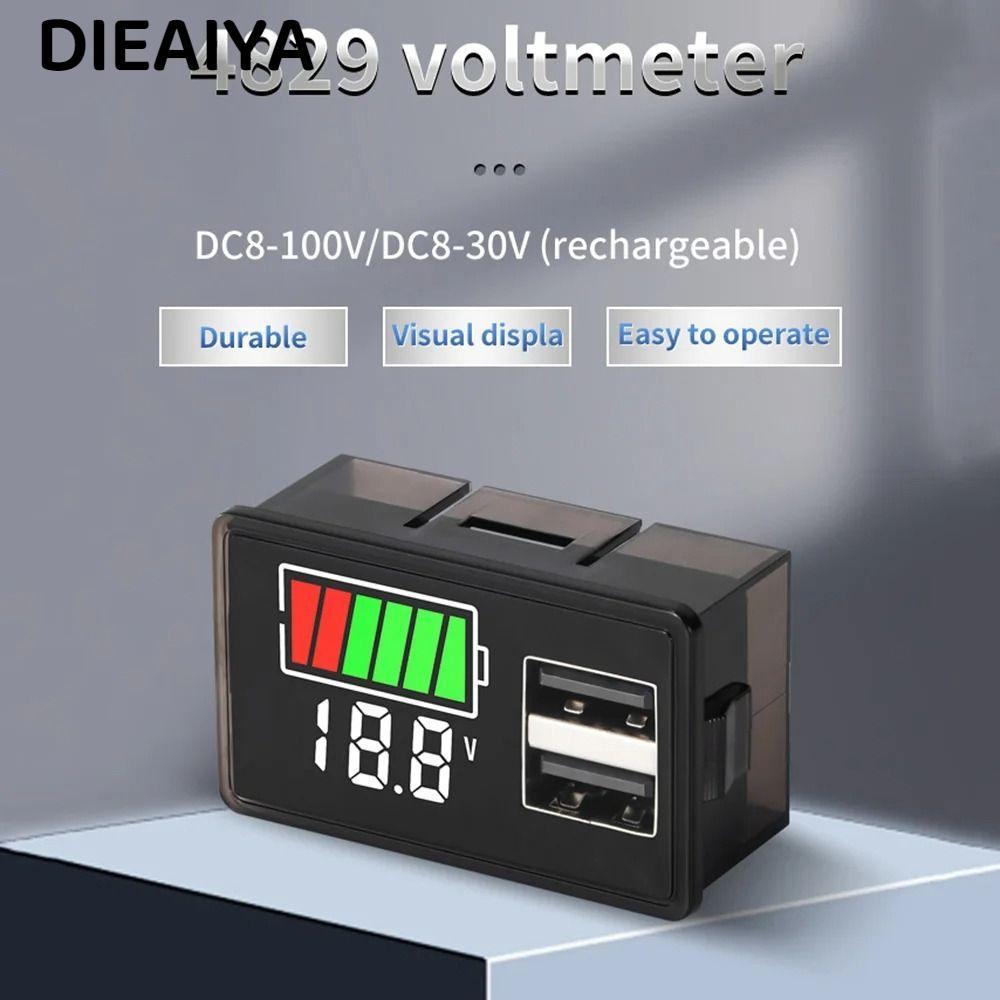Đèn báo dung lượng pin DIAIYA, Màn hình kép LCD Vôn kế kỹ thuật số USB Type-C, Màn hình pin axit chì