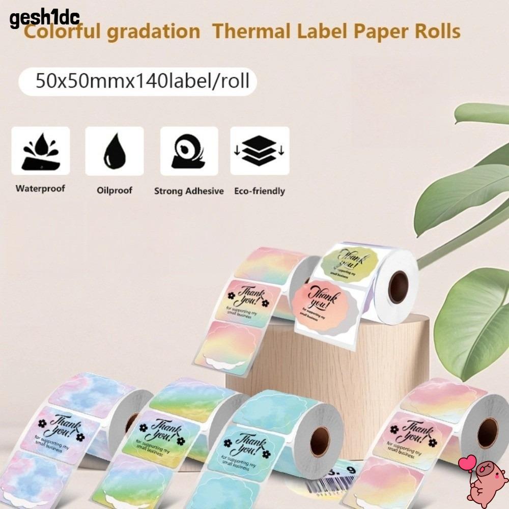 LOLLIPOP 140 Chiếc Cuộn Nhãn Nhiệt, Nhãn Dán Nhãn Vuông Hình Hoa Chống Thấm Nước, Màu Gradient 50x50