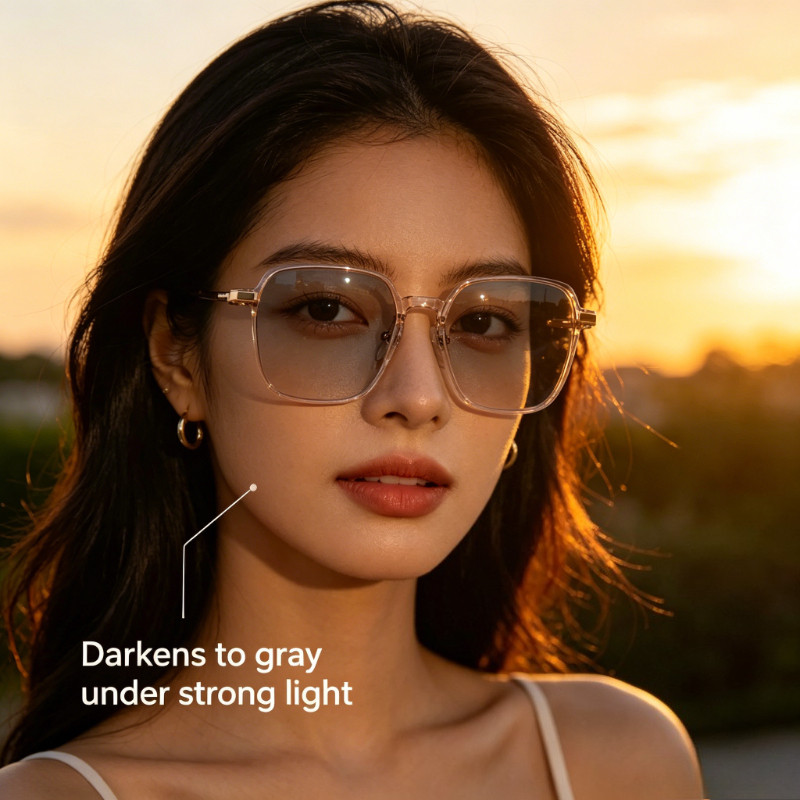 Không gây dị ứng Ánh sáng vuông Photochromic Kính mắt One Piece Miếng đệm mũi mềm, Ống kính chuyển s