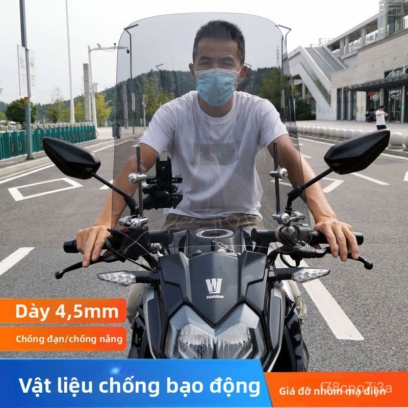 Kính chắn gió xe máy Suzuki GZ150 bản nâng cấp đi phượt đường dài mặt nạ độ chắn gió trước mica chịu