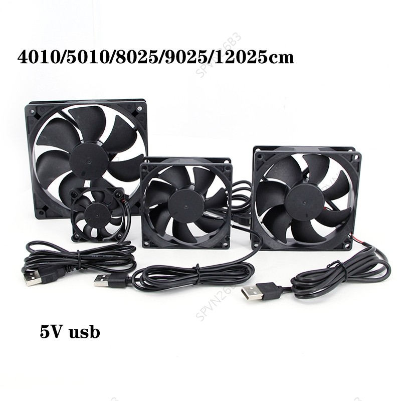 5V USB 4CM 5CM 120x120x25mm 80x80x25mm 5010 9025 nam Vỏ làm mát điện Quạt 8cm 12cm cho đầu thu DVR R