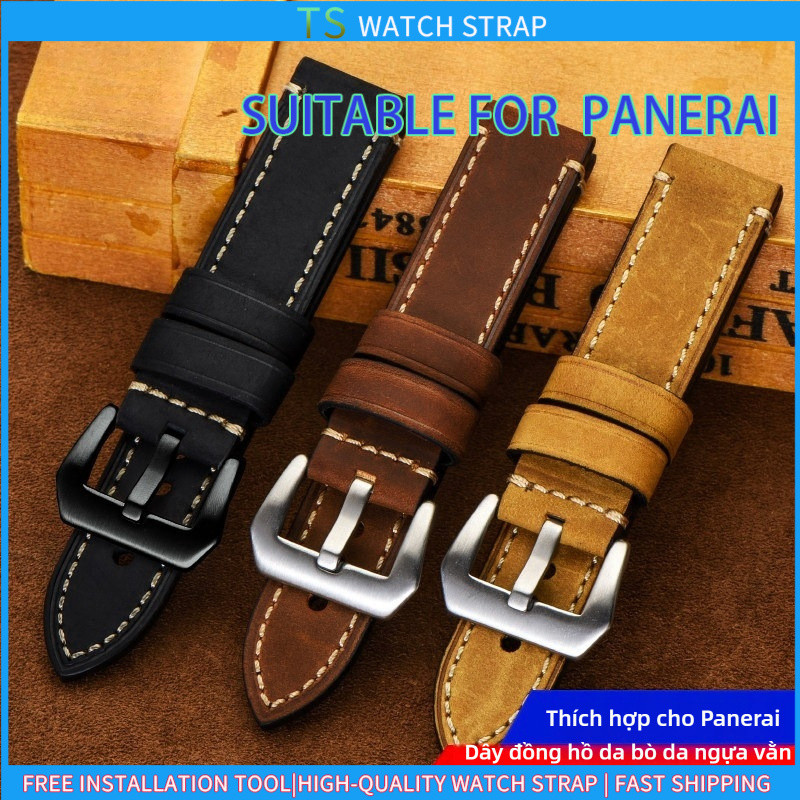 Áp dụng cho PANERAI PAM111 HAMILTON Crazy Horse Da bò Dây đeo đồng hồ da thật dành cho nam