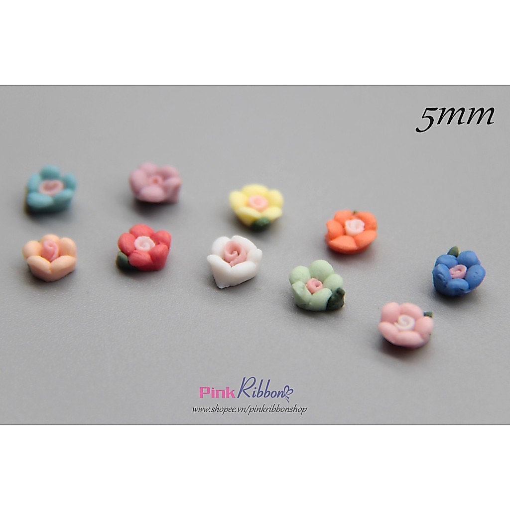 *[Set 10 bông] Hoa gốm nhí cỡ 5mm - trang trí handmade, DIY, phụ kiện tóc, phụ kiện thời trang