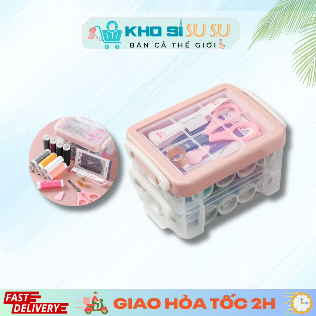 Hộp Kim Chỉ Đa Năng, Hộp Kim Chỉ May Vá, Hộp Kim Chỉ 3 Tầng Tiện Dụng, Nhỏ Gọn, Bộ Kim Chỉ May Vá
