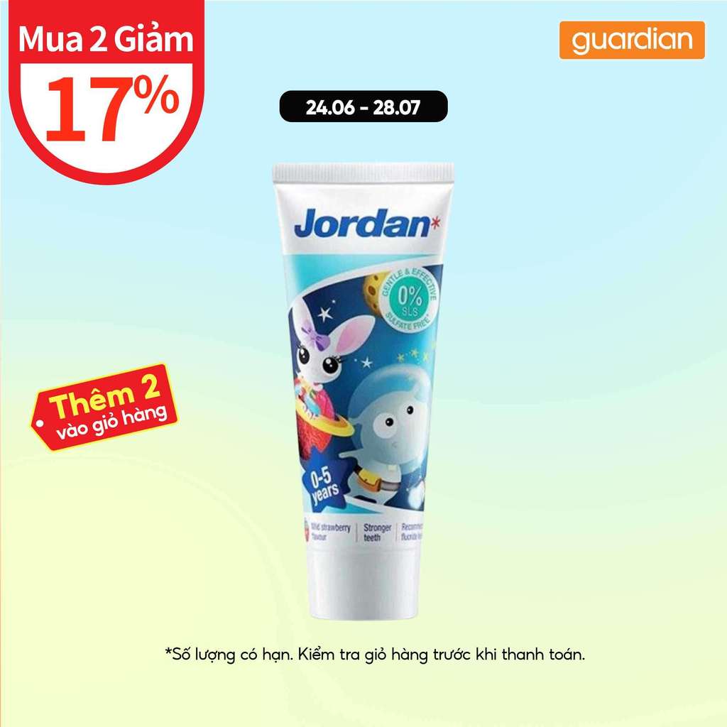 Kem Đánh Rang Trẻ Em Hương Dâu Từ 0 Đến 5 Tuổi Jordan 75Gr