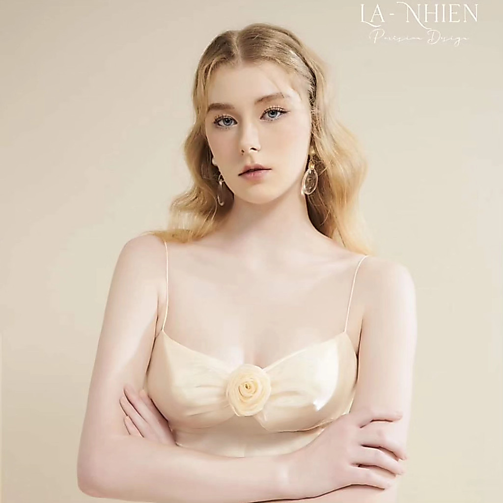 LA NHIÊN DESIGN - La Jasmine Dress đầm midi đính hoa làm thủ công
