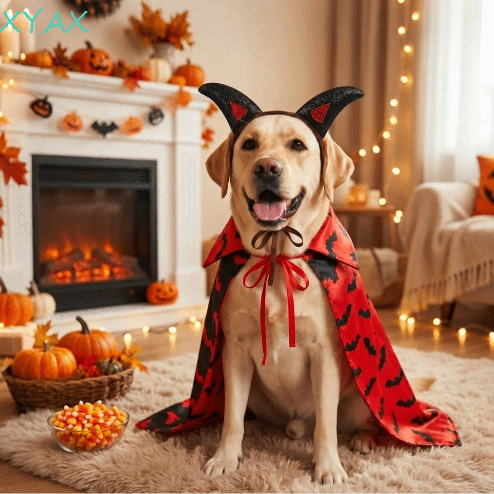 XYAX Cat Cosplay Cloak, Bộ áo choàng dơi hình chó phù hợp có thể điều chỉnh cổ đứng, thoáng khí thoá