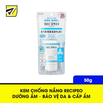Kem Chống Nắng RECiPEO Hỗ Trợ Dưỡng Ẩm Cho Da Khô, Nhạy Cảm Tuýp 50g