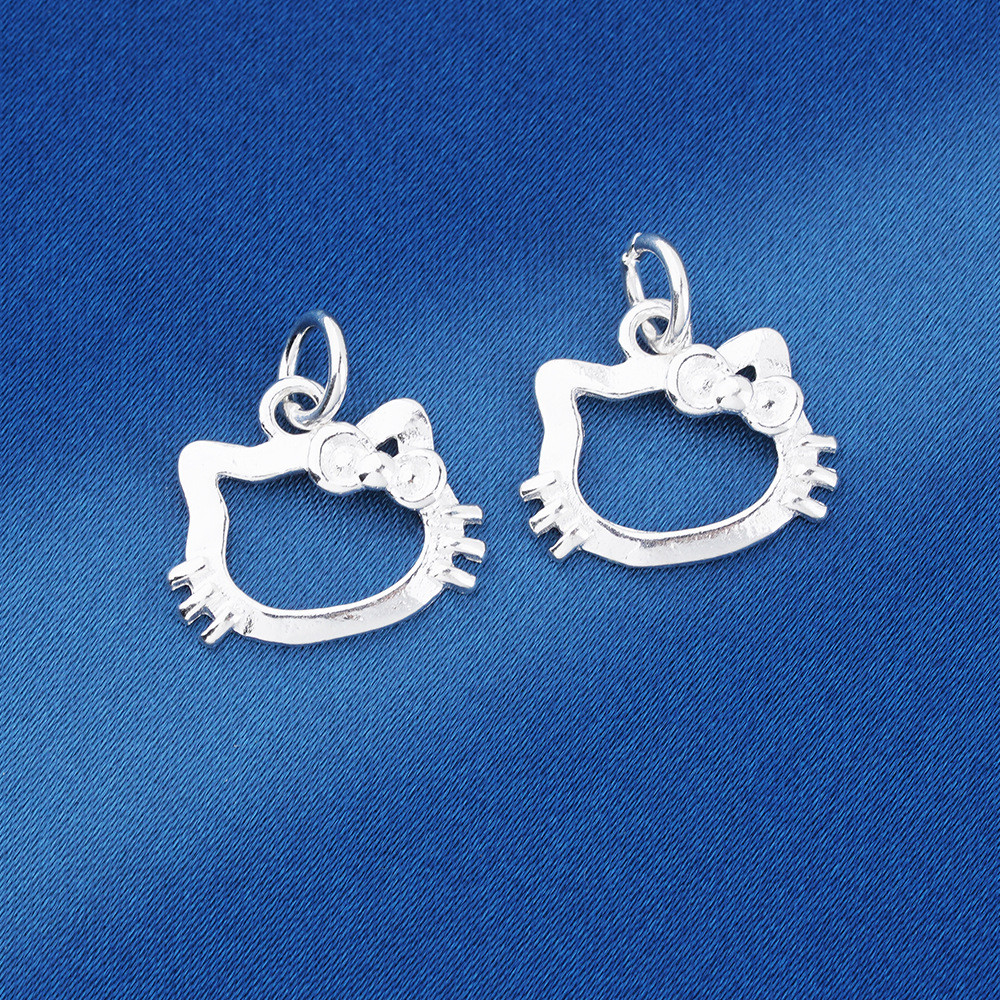 S925 Sterling Silver KT Cat Hello Kitty Mặt dây chuyền diy Mặt dây chuyền Phụ kiện