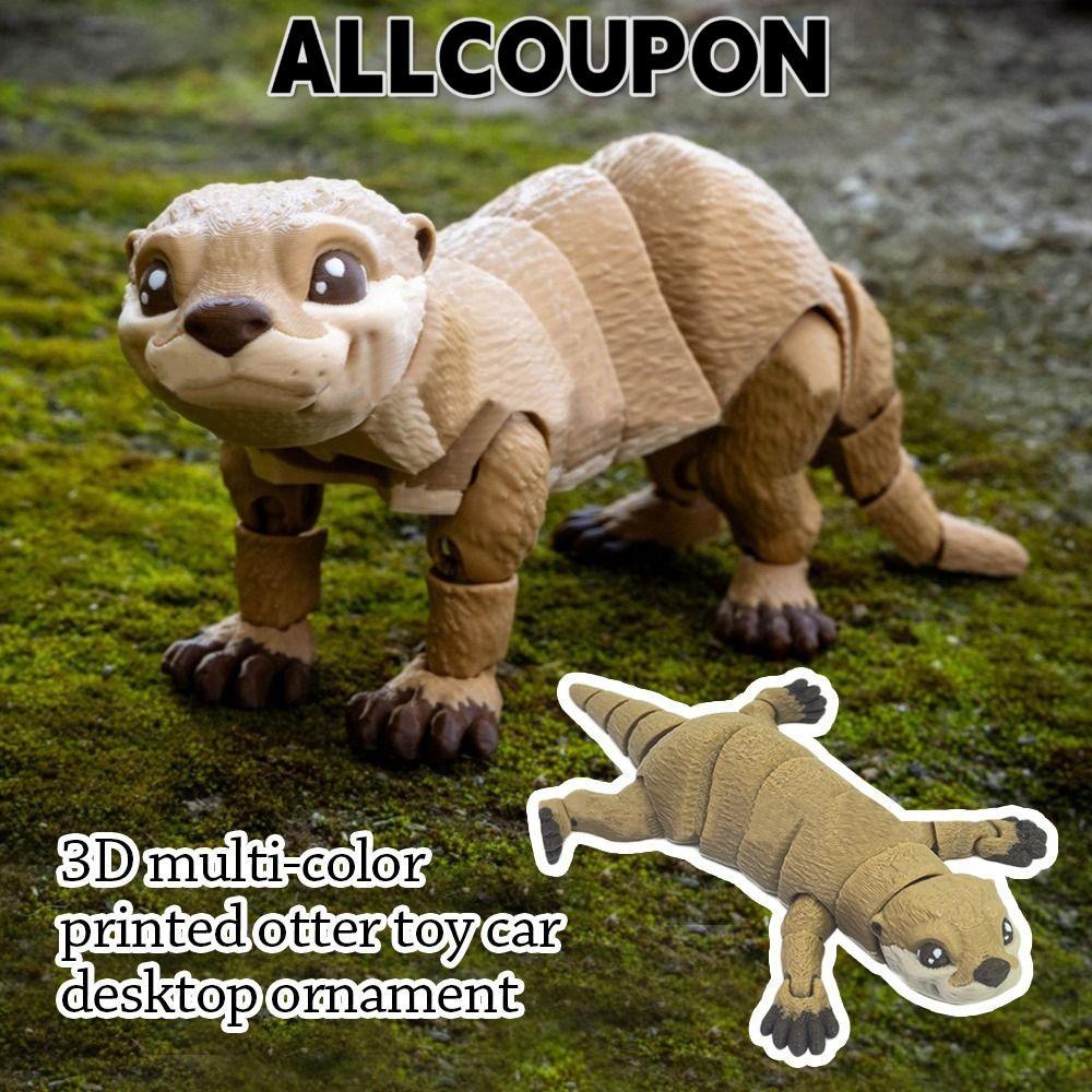 ALLCOUPON Đồ chơi mô hình Otter ALLCOUPON, Bức tượng hành động Otter màu trơn PLA, Máy tính để bàn b