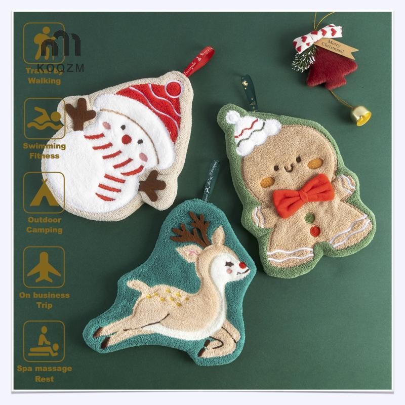 [KOQZM] Khăn Tay Giáng Sinh Khăn Lau Nhà Bếp Thấm Hút Vải Treo Nhanh Khô Phòng Tắm Người Tuyết Ông G